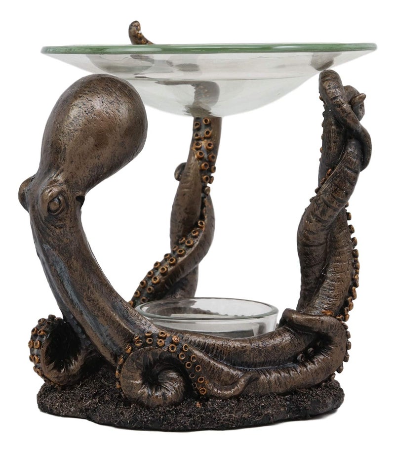 Ebros Gift Ebros Nautical Ocean Marine Octopus Head and Arms Tentacles Oil Warmer Or Wax Tart Burner Aroma Scent Diffuser Tea Light Candle Holder Statue Sea Kraken Giant Octopuses Themed Decorative Figurine - Image 4